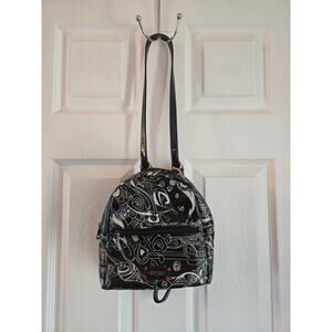 Sakroots Mini Backpack Purse Artists Circle Black White Paisley